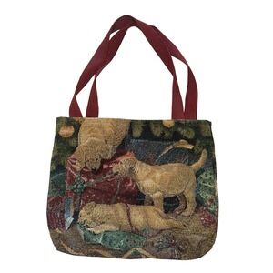Tapestry Tote Bag Dog Puppy Christmas Holiday Gift Artwork Purse